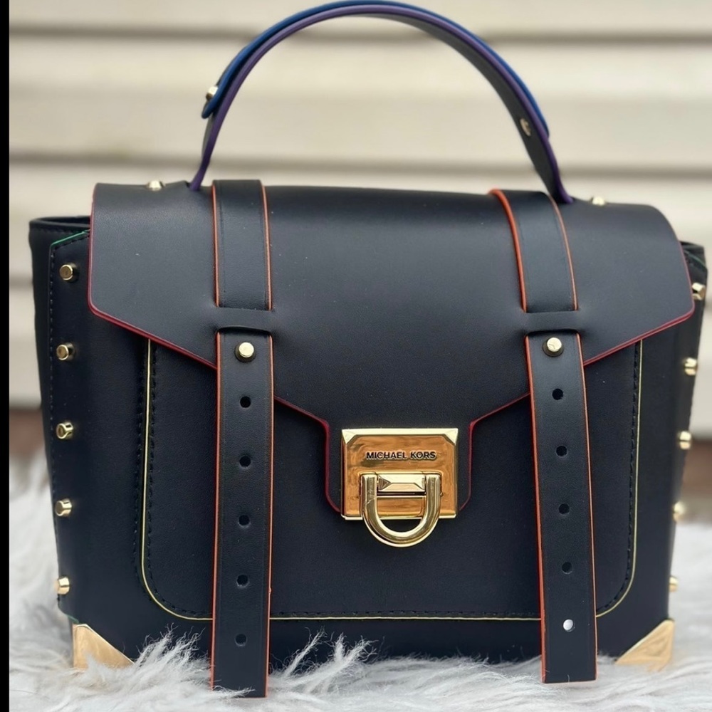 Michael Kors Manhattan school satchel leather crossbody bag